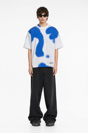 Spray Blue Stripes Oversized T-Shirt