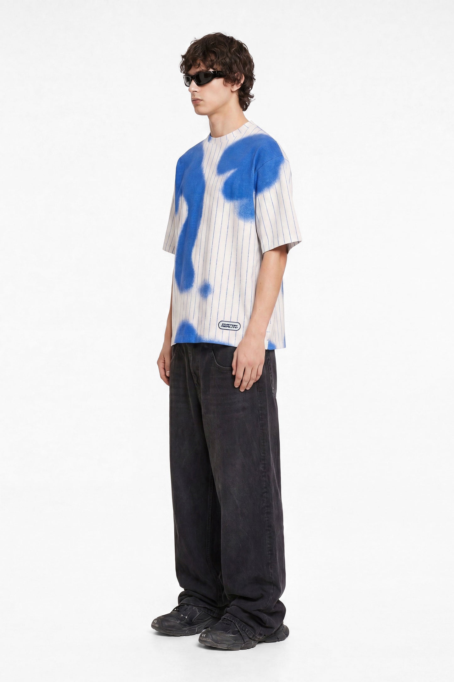 Spray Blue Stripes Oversized T-Shirt