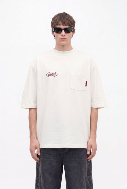 Workwear Ecru Oversized Pocket T-Shirt