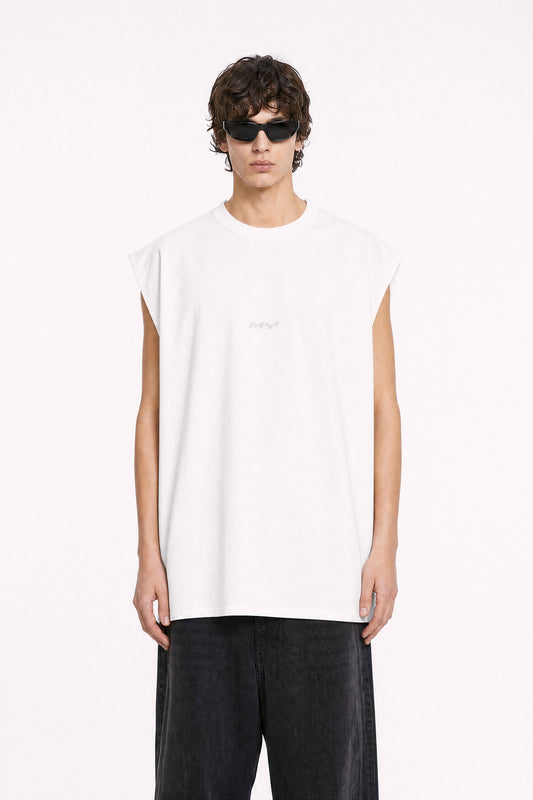 MYSIMPLICATED® Oversized White Sleeveless Tee
