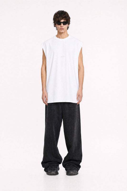 MYSIMPLICATED® Oversized White Sleeveless Tee — Mysimplicated