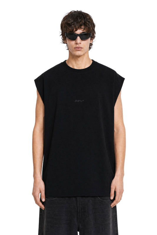 MYSIMPLICATED® Oversized Black Sleeveless Tee