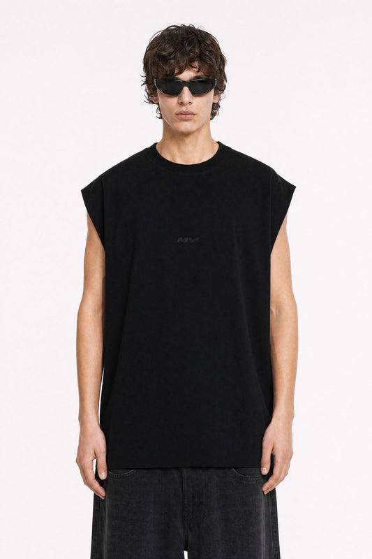 MYSIMPLICATED® Oversized Black Sleeveless Tee