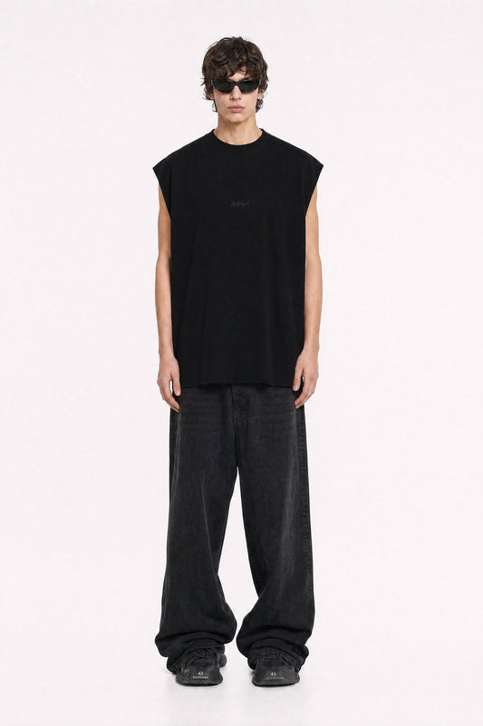 MYSIMPLICATED® Oversized Black Sleeveless Tee — Mysimplicated