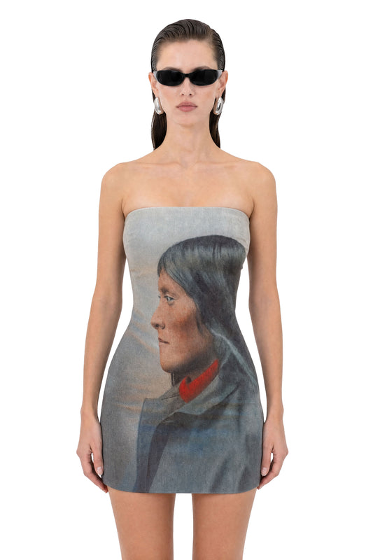 Beige Full-Print Dress