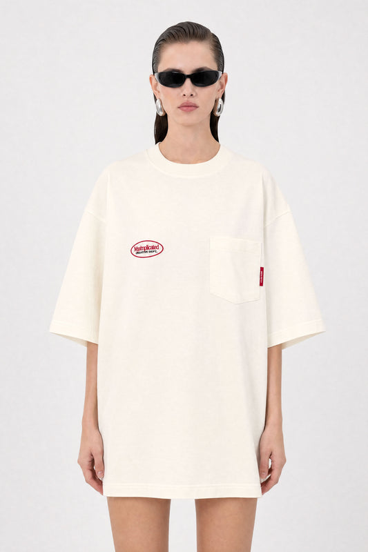 Workwear Ecru Oversized Pocket T-Shirt