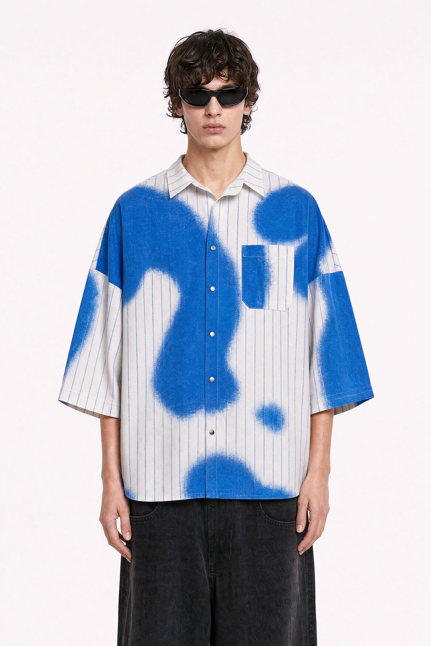 Blue Stripes Oversized Shirt, relaxed streetwear fit — Mysimplicated