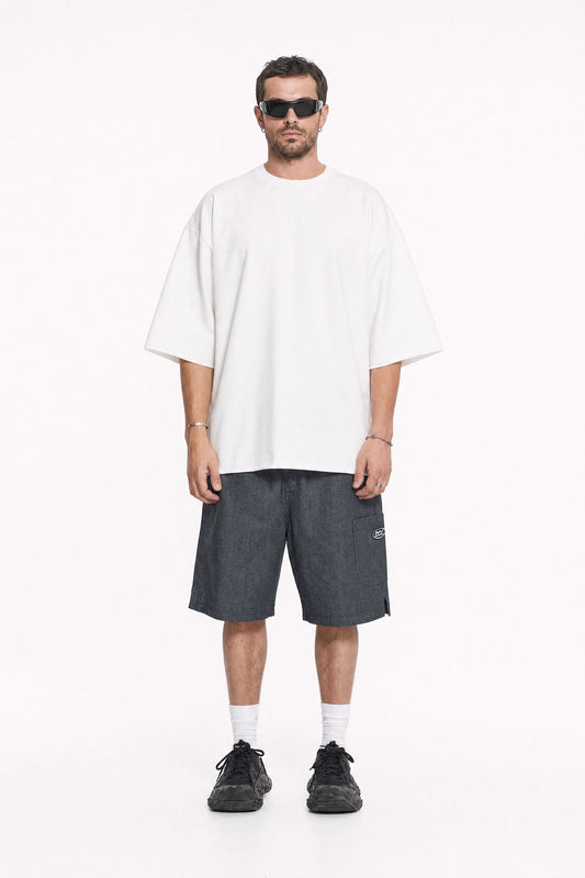 Workwear Grey Denim Shorts — Mysimplicated