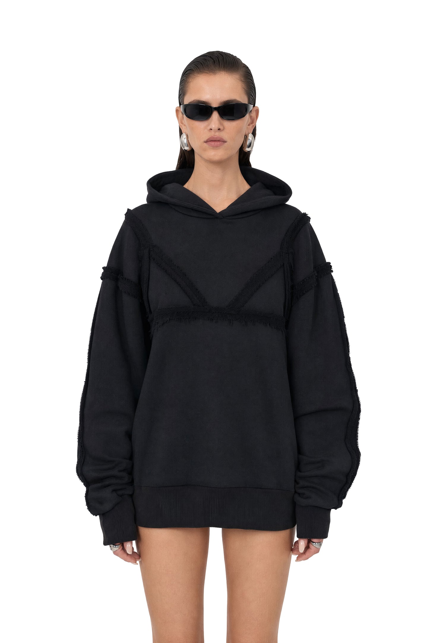 Bra Overlay Black Hoodie