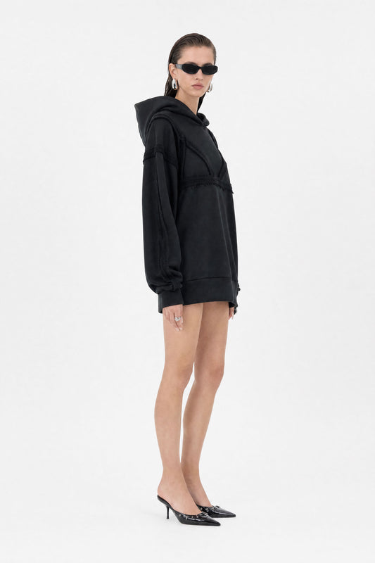 Bra Overlay Black Hoodie