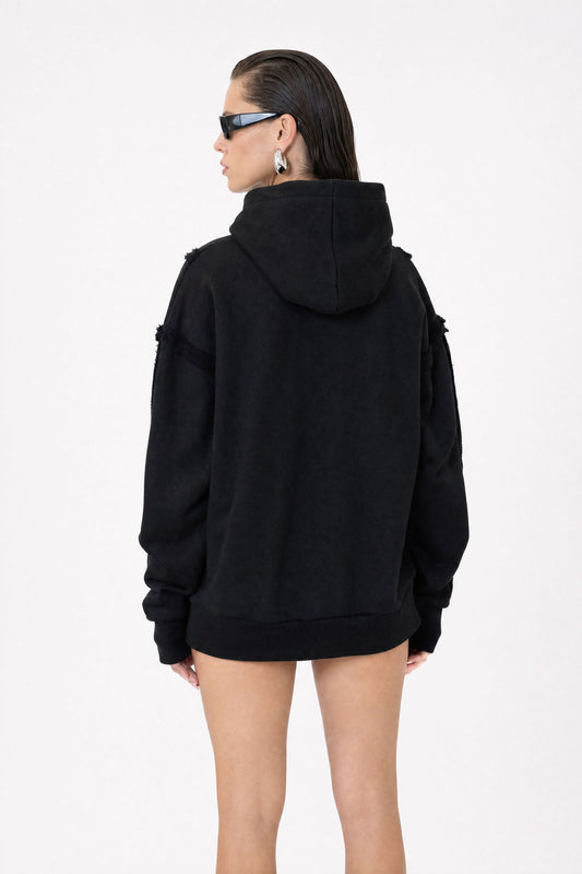 Bra Overlay Black Hoodie