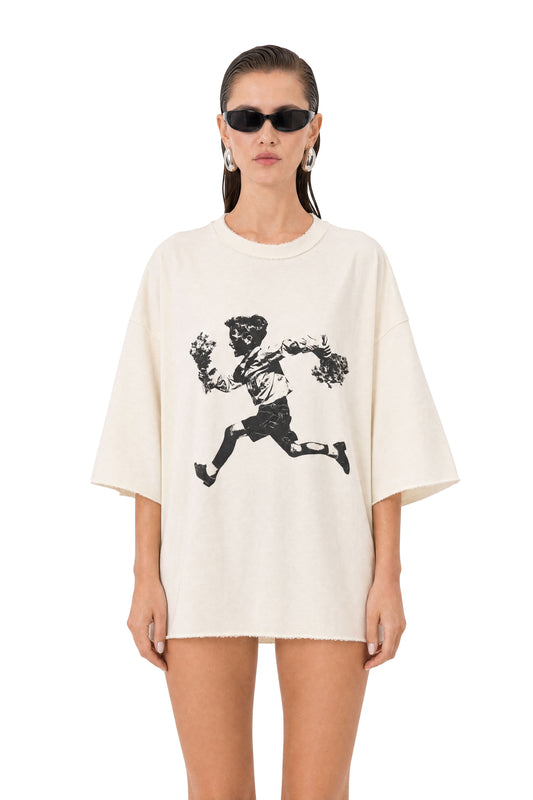 Flower Boy Oversized Off-White Tee