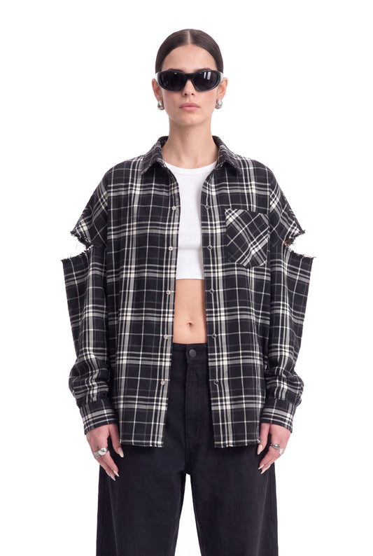 Fragmented Sleeves Shirt B/W