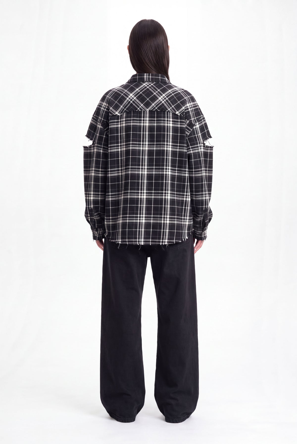Fragmented Sleeves Shirt B/W