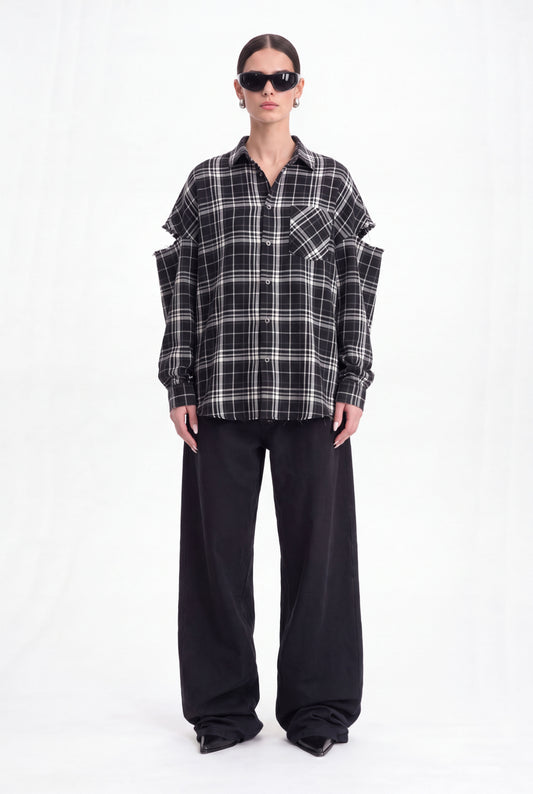 Fragmented Sleeves Shirt B/W