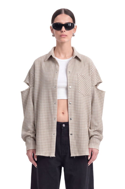 Fragmented Sleeves Shirt Cream