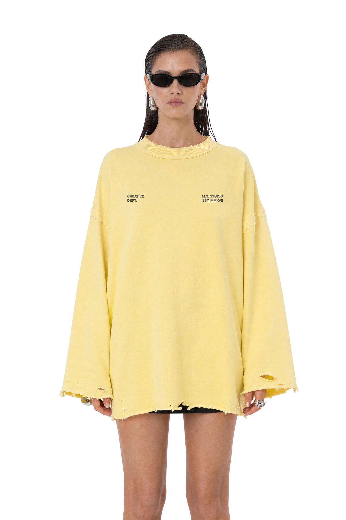 Dystopia Yellow Oversized Sweater