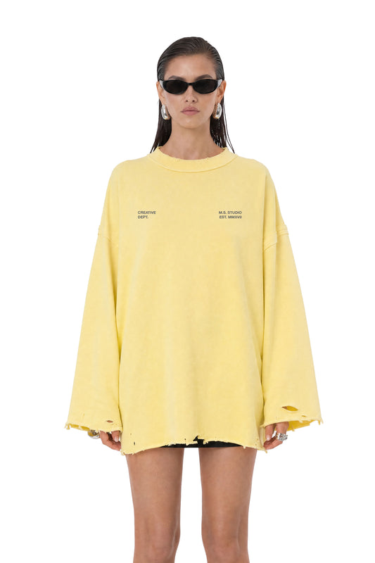 Dystopia Yellow Oversized Sweater