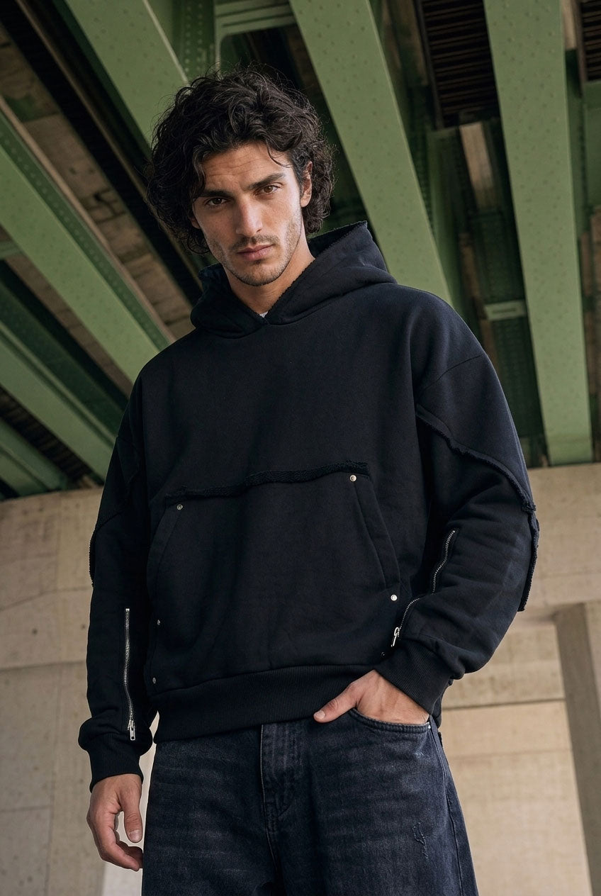 Interchangable Patches Black Hoodie