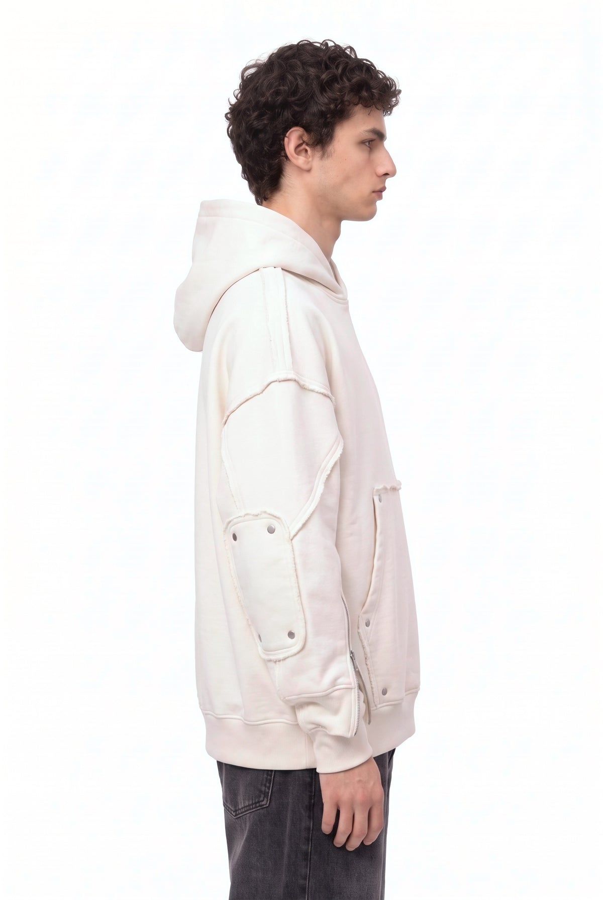 Interchangable Patches Off-White Hoodie - side