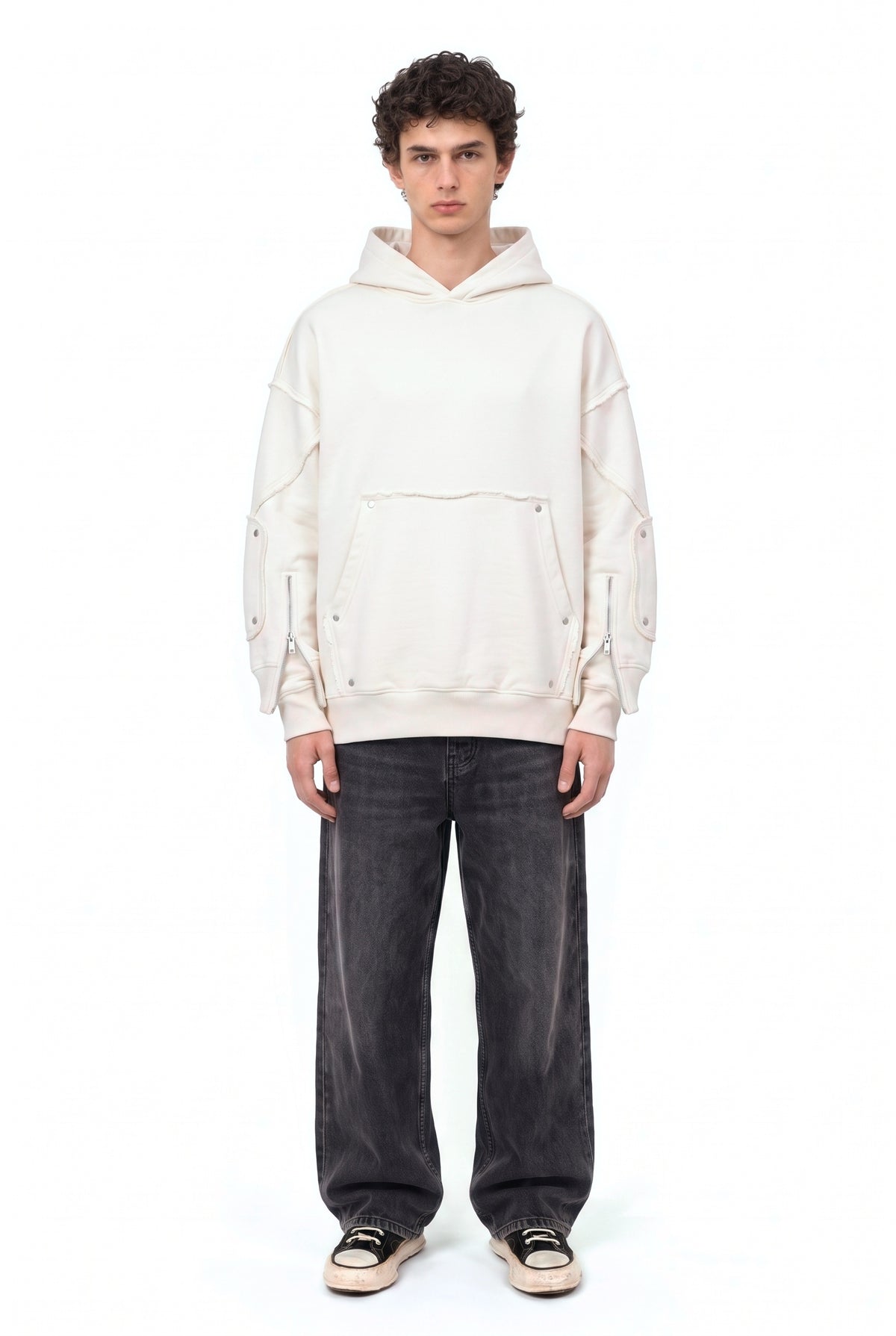 Interchangable Patches Off-White Hoodie - full body