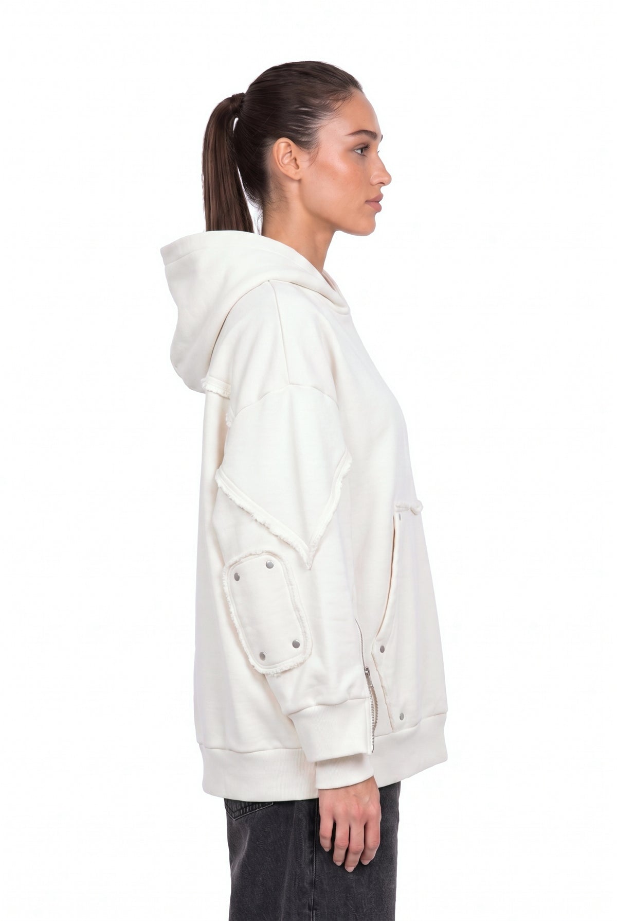 Interchangable Patches Off-White Hoodie - side