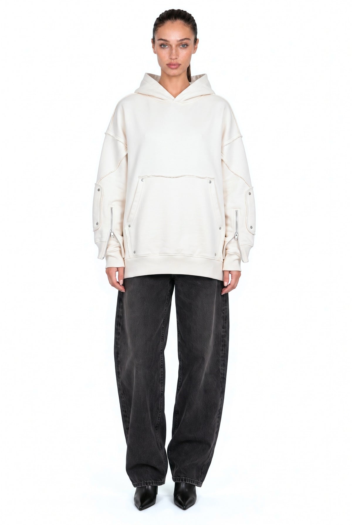 Interchangable Patches Off-White Hoodie - full body