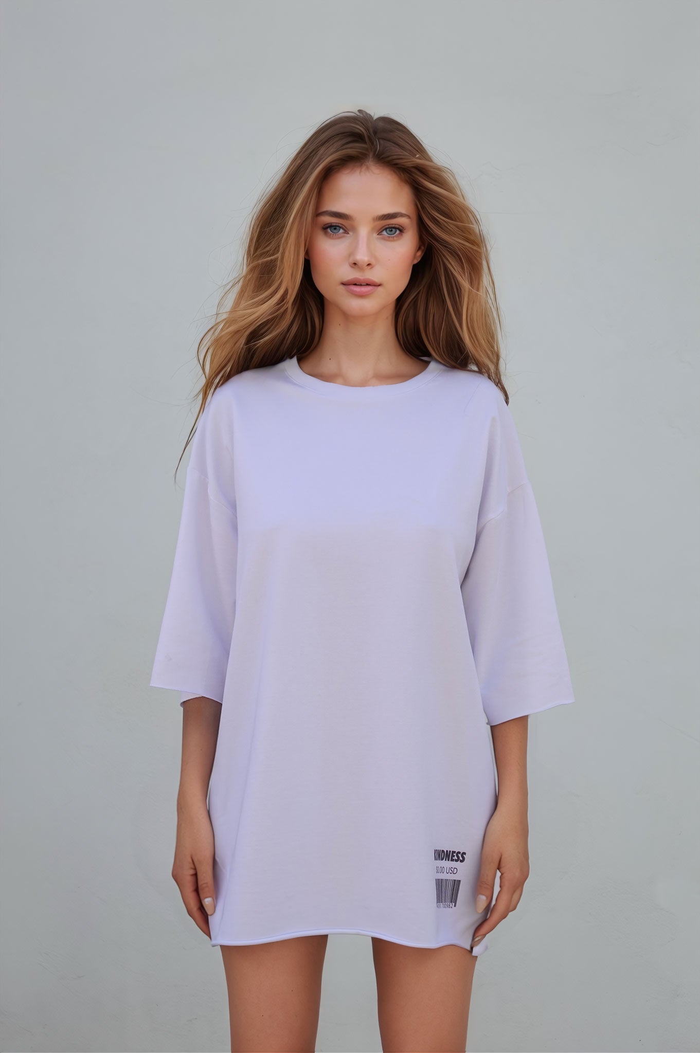 Oversized Cotton White T-shirt Kindness