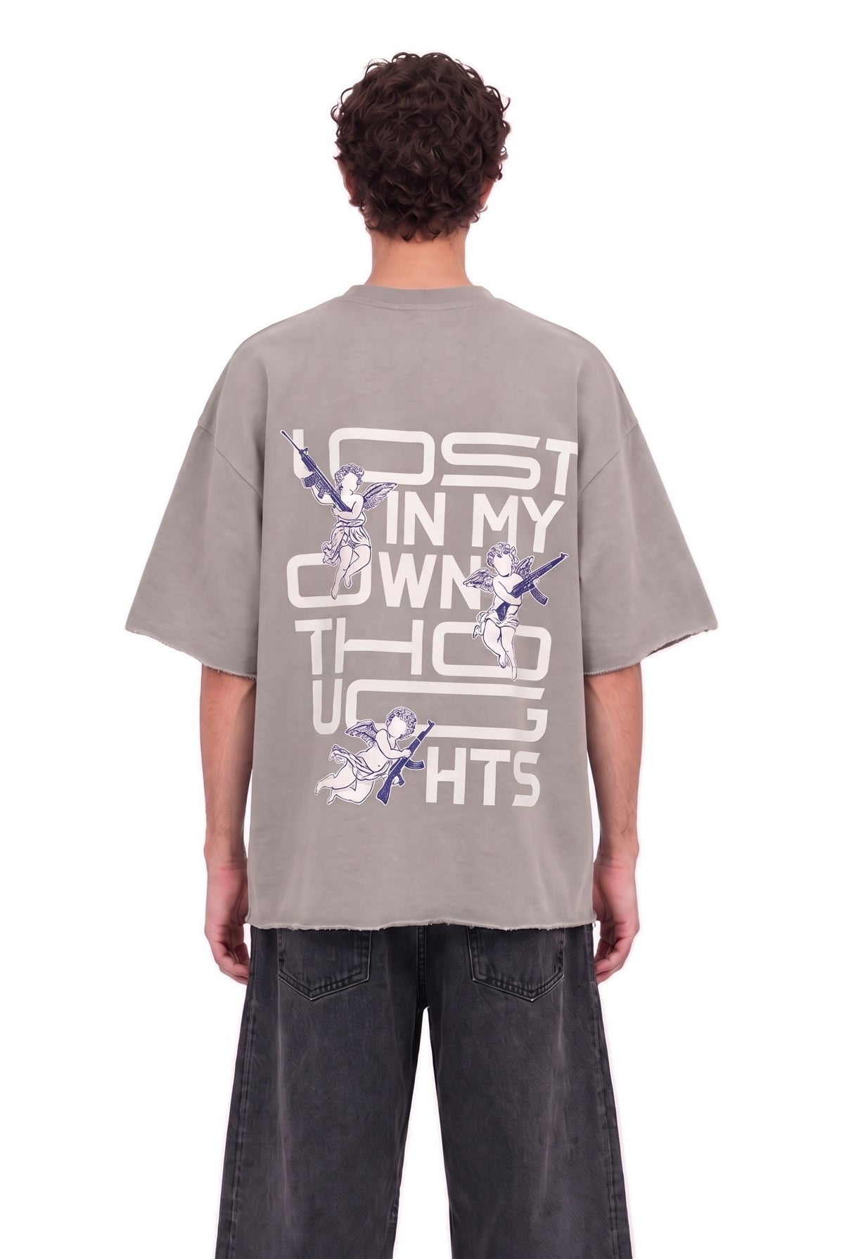 Lost Grey Oversized T-Shirt men – back