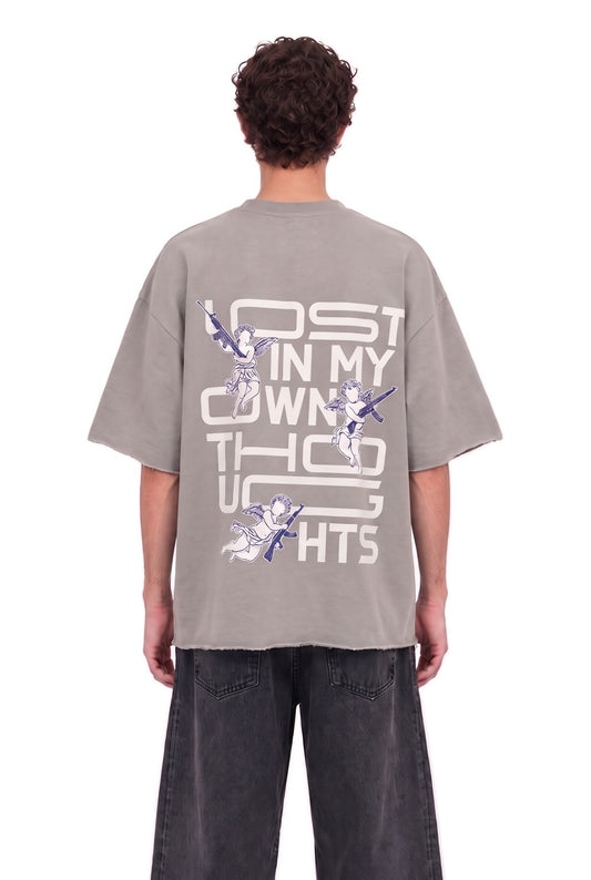 Lost Grey Oversized T-Shirt men – back