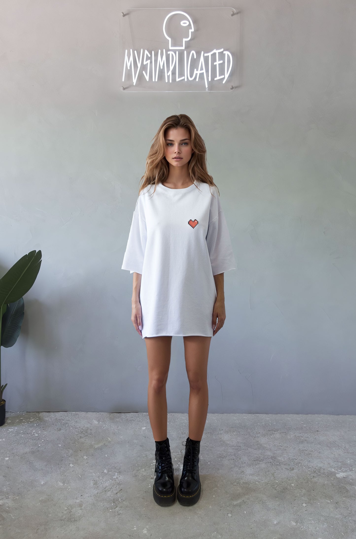 Oversized Cotton White T-shirt Love