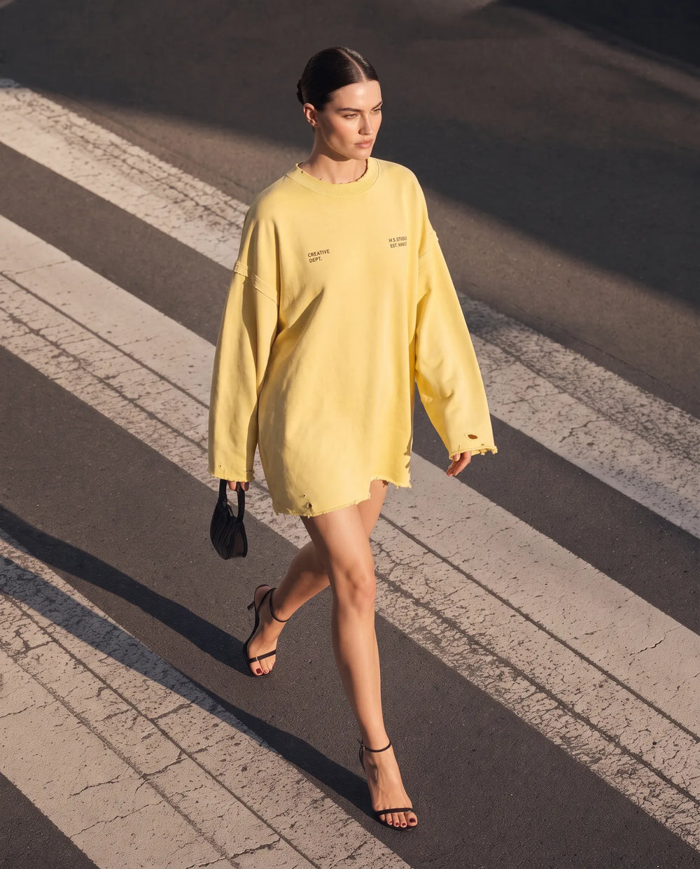Dystopia Yellow Oversized Sweater