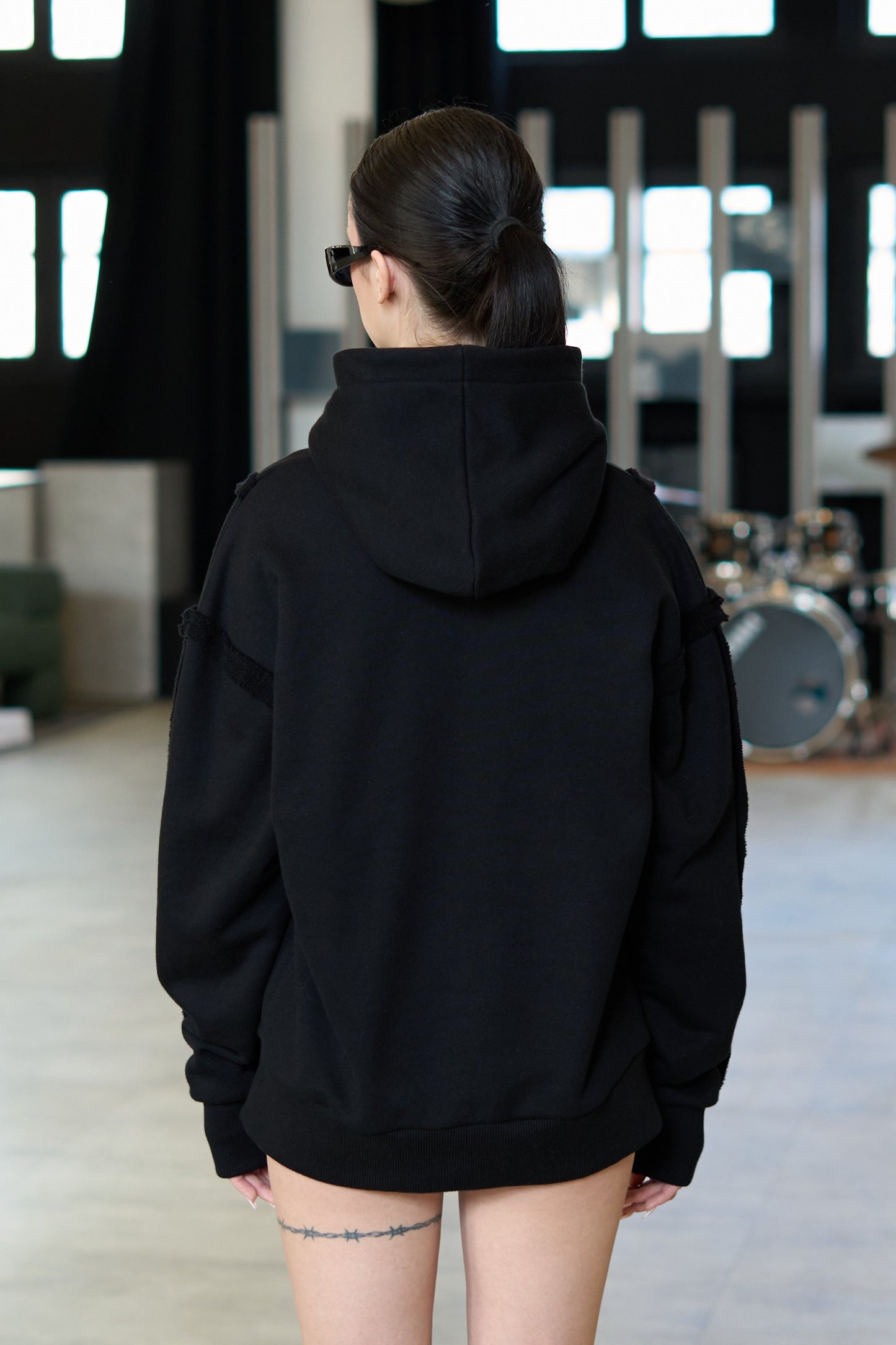 Bra Overlay Black Hoodie - MYS