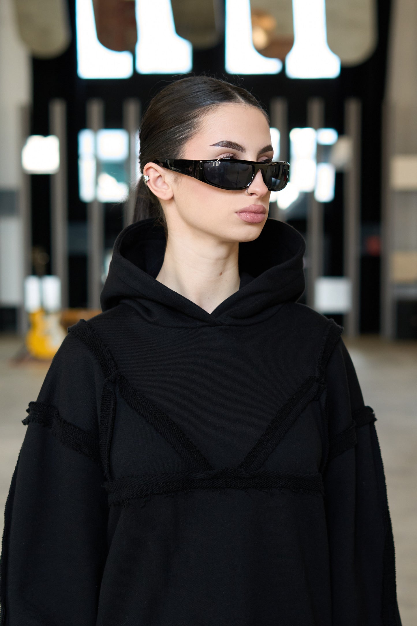 Bra Overlay Black Hoodie - MYS