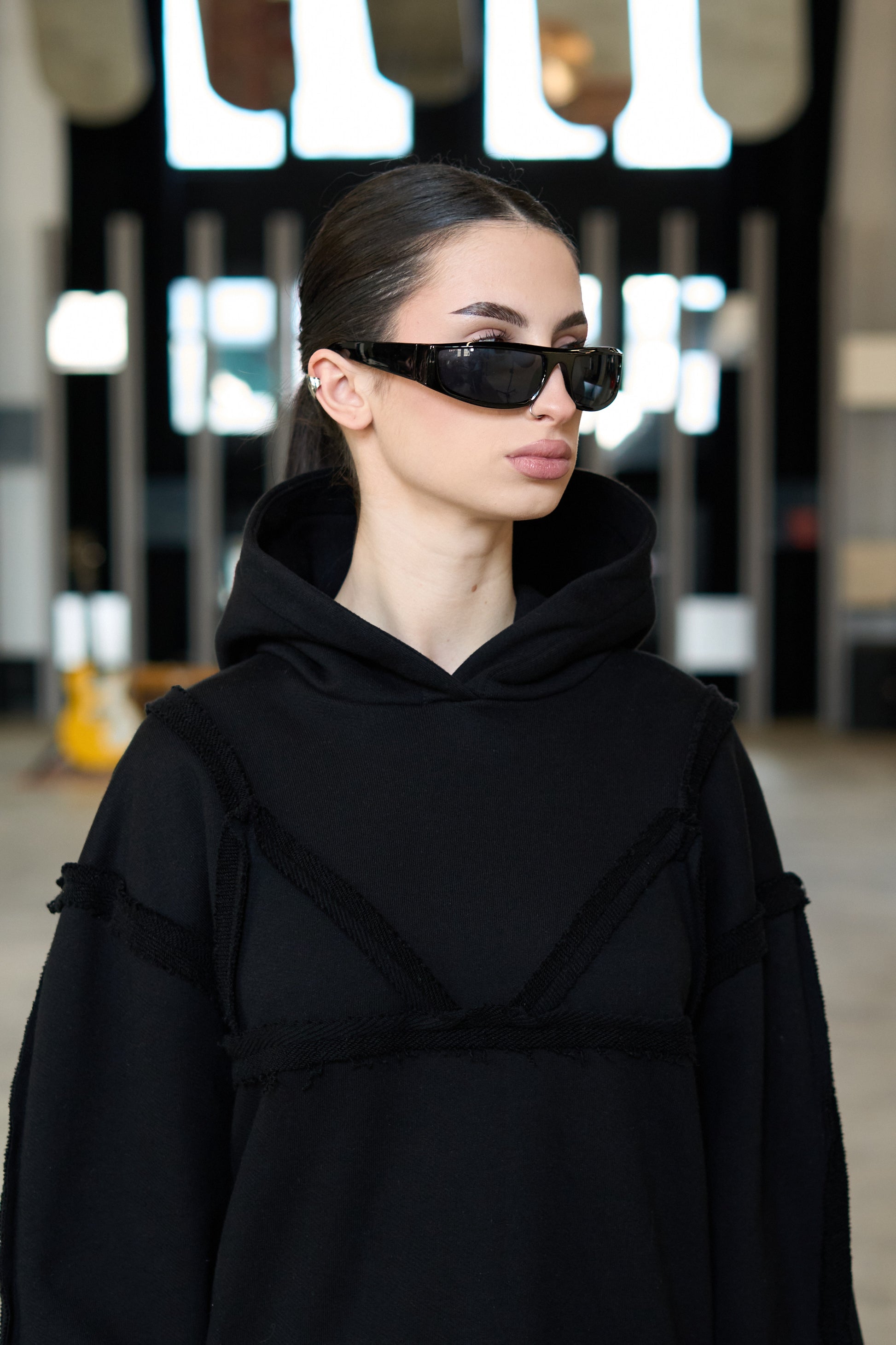 Bra Overlay Black Hoodie - MYS