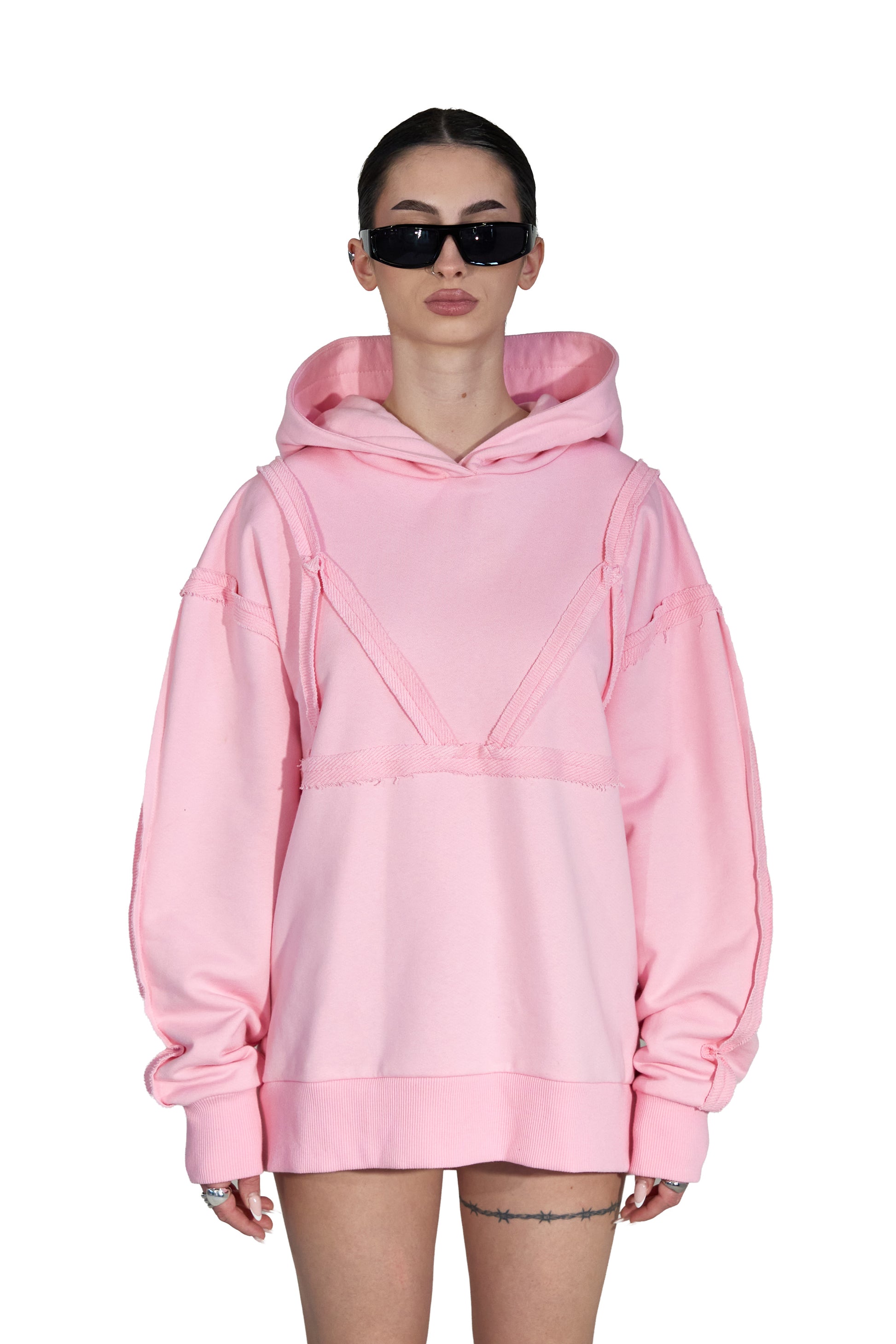 Bra Overlay Pink Hoodie - MYS