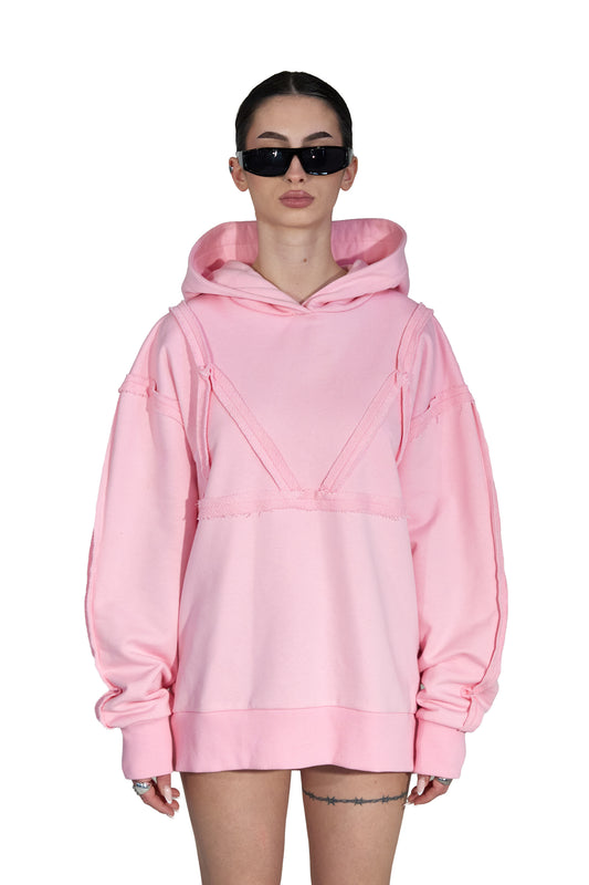 Bra Overlay Pink Hoodie - MYS