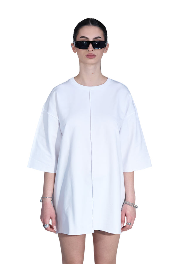 Tricou oversized alb Split full-print — Mysimplicated
