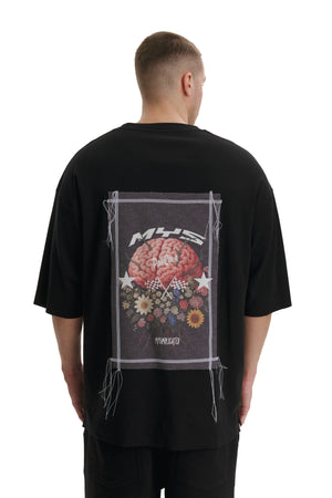 Pop Cola Floral Cortex Black Oversized T-shirt