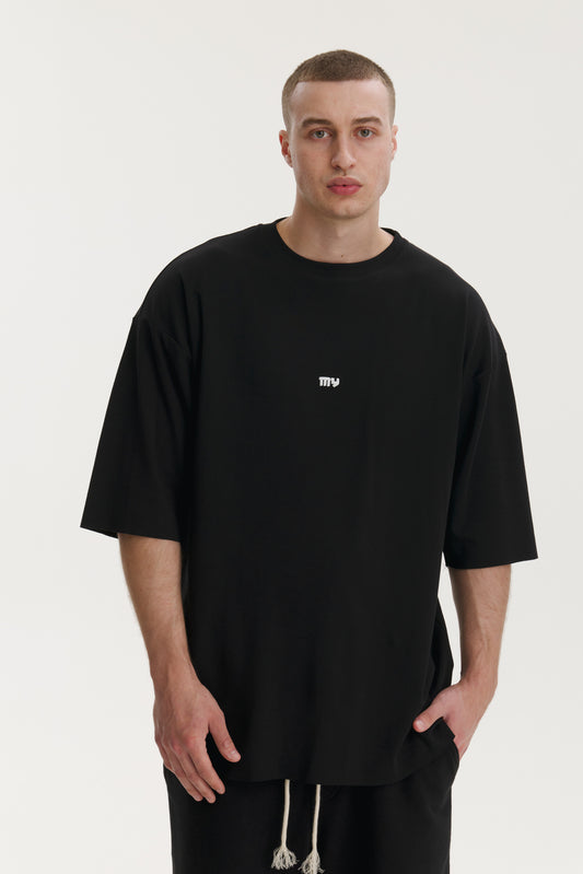Pop Cola Floral Cortex Black Oversized T-shirt - MYS