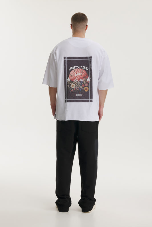 Pop Cola Floral Cortex White Oversized T-shirt - MYS