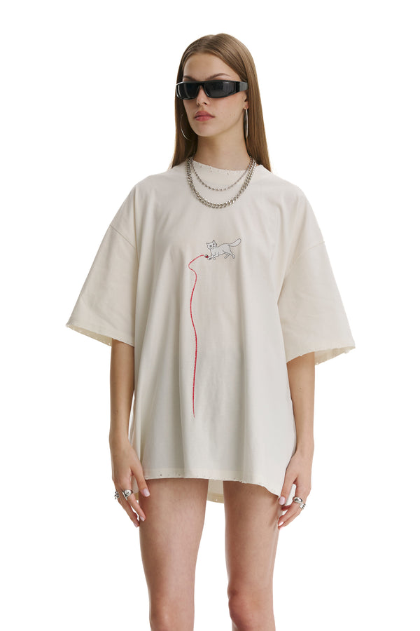 Miau Miau Oversized Ivory T-shirt - MYS