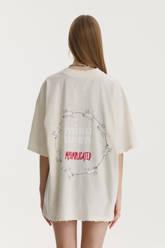 Miau Miau Oversized Ivory T-shirt - MYS