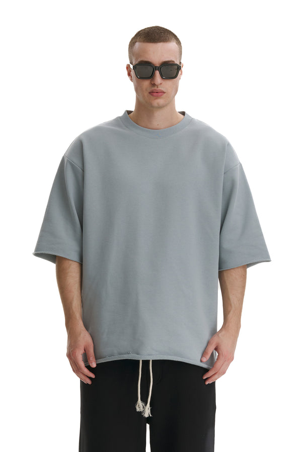 Tricou oversized gri Arc full-print — Mysimplicated