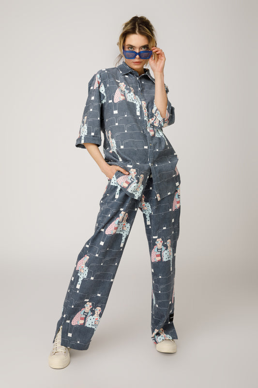 Pop Cola Mix Trousers Ribbed Fabric - MYS