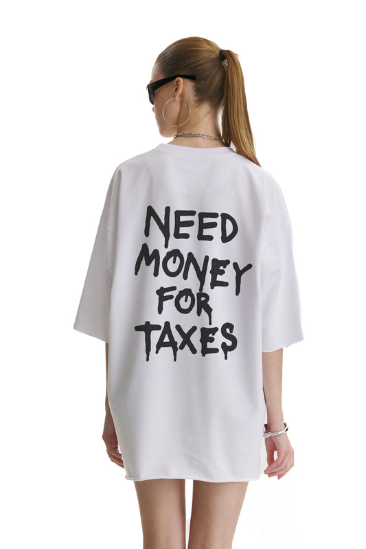 Taxes Oversized White T-shirt