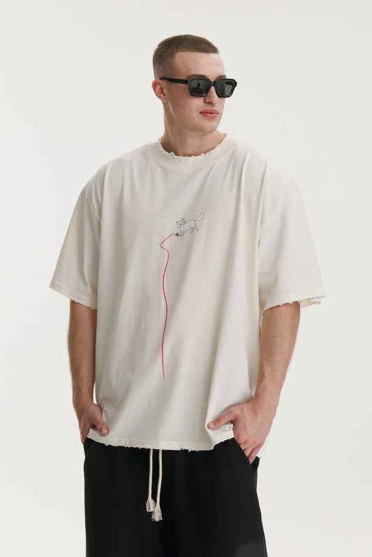 Miau Miau Oversized Ivory T-shirt - MYS