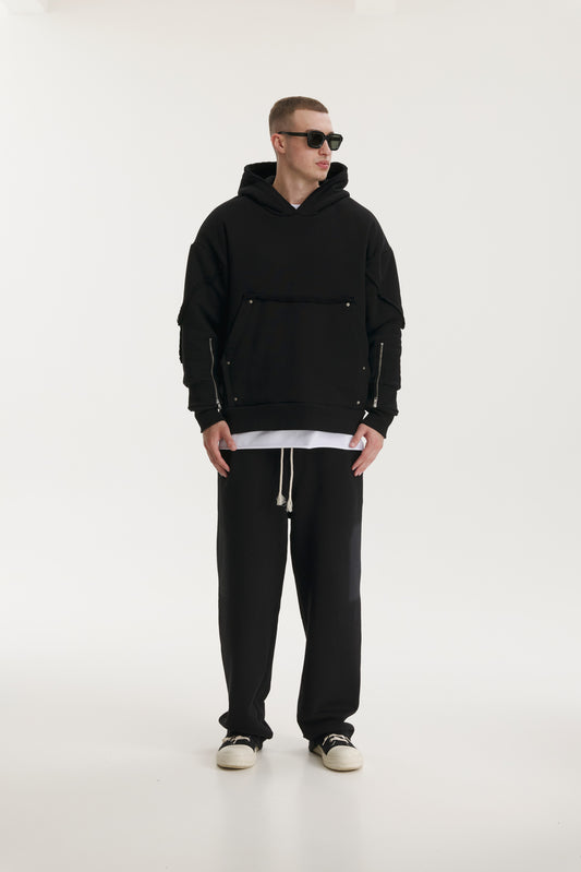 Interchangable Patches Black Hoodie - MYS