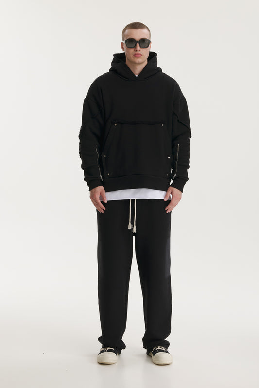 Interchangable Patches Black Hoodie - MYS
