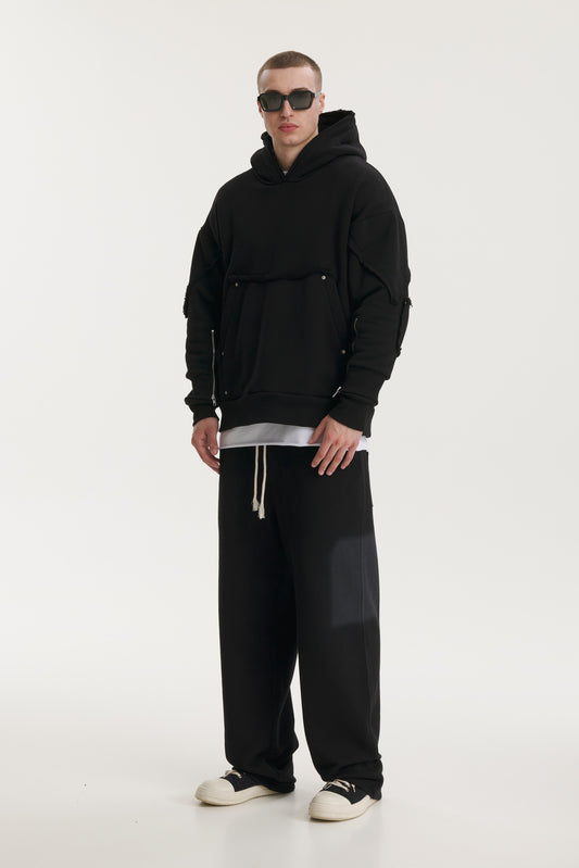 Interchangable Patches Black Hoodie - MYS